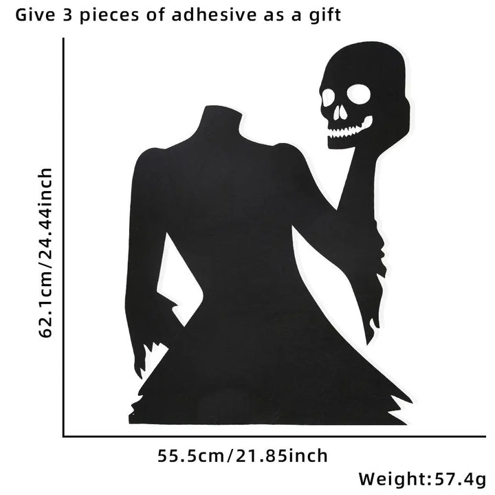 Halloween-Deko SpookyStick | Autocollants en feutre pour portes, fenêtres et murs | Citrouille, fantôme, chapeau de sorcière & main de squelette