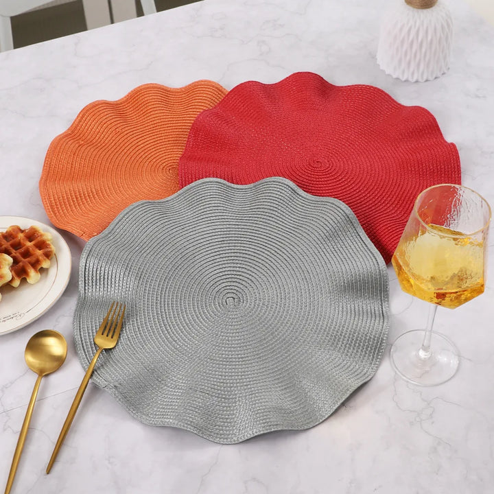 TAVOLIA Sets de 6 sous-assiettes | Rond Ø 36 cm | Design tressé | Lavable & Résistant à la chaleur | Bord froncé