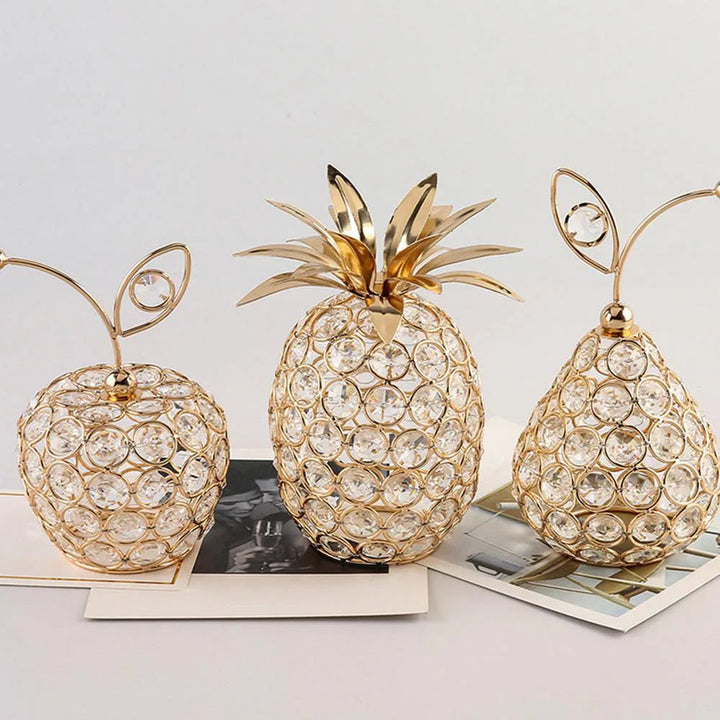 Crystavina Figurine de Fruits en Cristal | Figurine en Verre Artisanale | Cristal Blanc | Symbole de Chance et de Prospérité