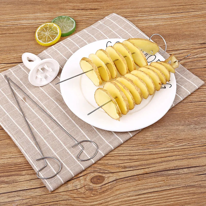Coupe-légumes Spiraliseur Spirafino BBQTwist | Coupe-légumes en acier inoxydable pour chips & brochettes | Pour camping, cuisine & soirées barbecue