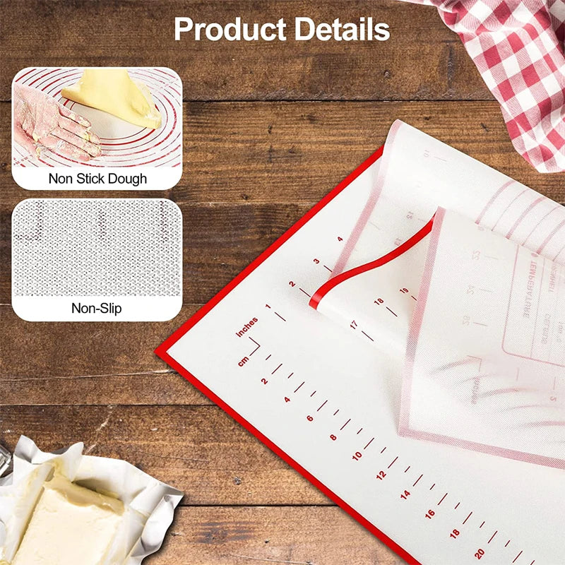 BakeFlex™ Tapis de cuisson en silicone | Extra épais & Antiadhésif | Avec échelle de mesure | Parfait pour étaler la pâte, le fondant & les pâtisseries
