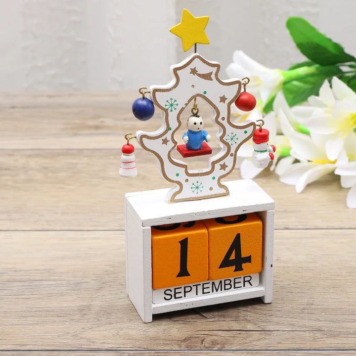 Calendrier de compte à rebours de Noël en bois | Père Noël, renne & bonhomme de neige | Décoration de table artisanale | Édition hivernale limitée