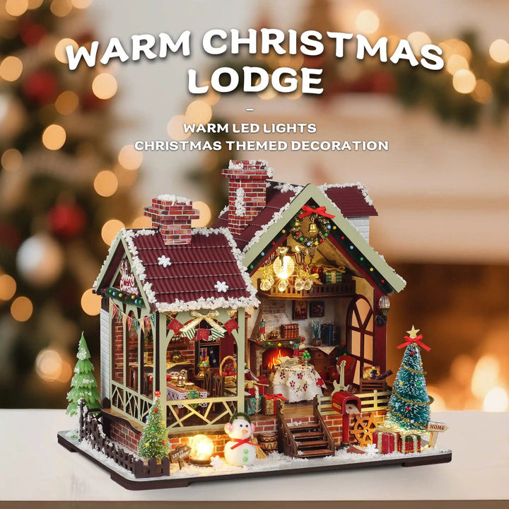 Maison de Poupée Miniature Nuit de Noël Maison Chaleureuse | Kit DIY avec Boîte à Musique | Décoration de Noël Créative & Idée Cadeau