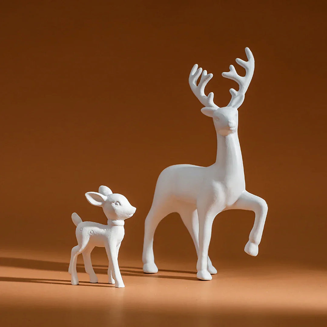 Figurine Décorative DeerHug | Ensemble de 2 Cerfs & Faons | Sculptures Adorables pour Chambre d'Enfant & Noël | Accessoire de Décoration