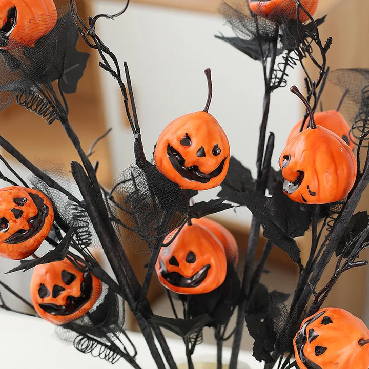 SchattenKürbis | Décoration Halloween | Citrouille avec visage de fantôme | Style sombre | Design en mousse