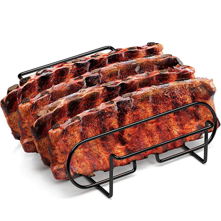 Support à côtes GrillMeister Pro | Pour 4 racks | Antiadhésif | Pour barbecue à gaz et four