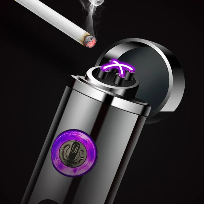 Voltrino Zylinder-USB-Feuerzeug | Technologie à double arc | Rechargeable & Résistant au vent | Élégant boîtier en métal pour hommes