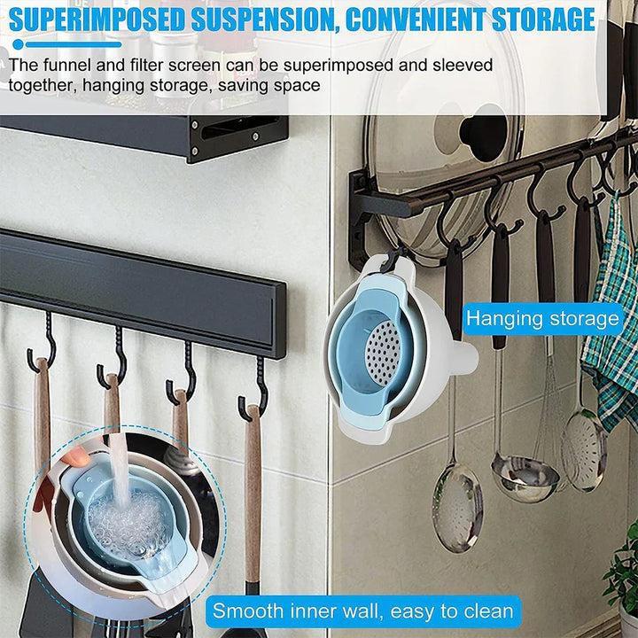Ensemble de Funnels Nordivo 4in1 FunnelPro | Entonnoirs de cuisine sans BPA avec filtre | Alimentaire et empilable | Pour l'huile, les liquides et les épices