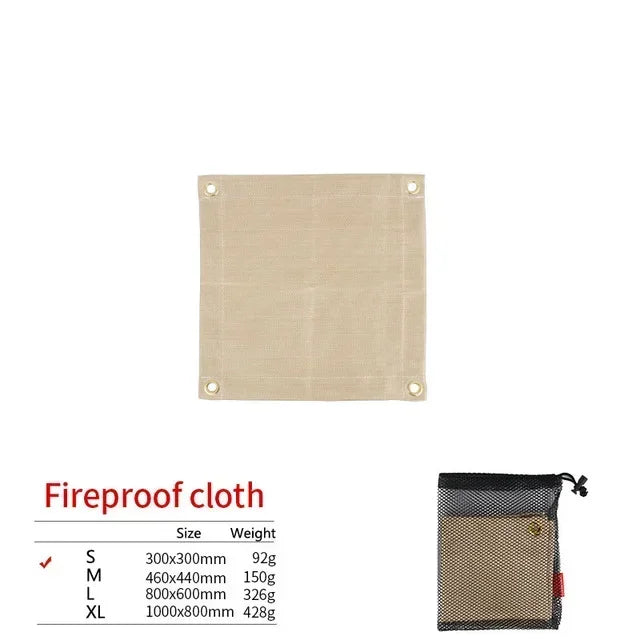 CampVita Tapis de Protection Contre le Feu pour Camping | Résistant à la Chaleur & Ignifuge | Idéal pour Barbecue & Feu de Camp | Fibre de Verre Beige