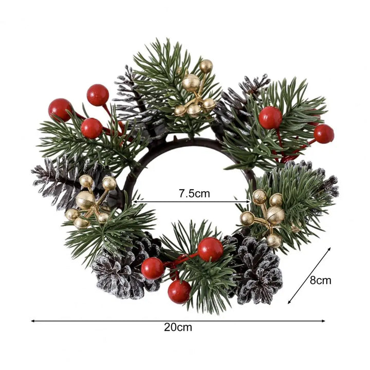 Couronne de Bougie NordicPine | Couronne de Noël avec cônes de pin et baies | Couronne rustique en aiguilles de pin | Décoration de table festive