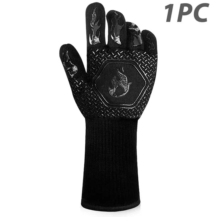 ThermaGrip Gant de Grill Résistant à la Chaleur | Silicone & Coton | Antidérapant & résistant au feu jusqu'à 800 °C | Pour Grill, Four & BBQ | 1 pièce