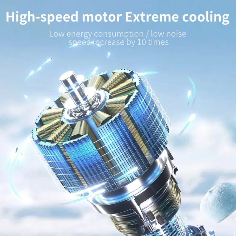 Mini-Ventilateur FrostaBreeze 199 | Portable & Ventilateur de Cou | 199 Niveaux de Vent, Affichage LED & Mode Air Froid | Batterie 4000 mAh