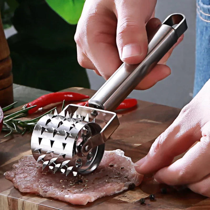 SteelTender Maillet à viande | Attendrisseur en acier inoxydable avec tête de frappe | Pour steak, schnitzel et porc | 18 cm