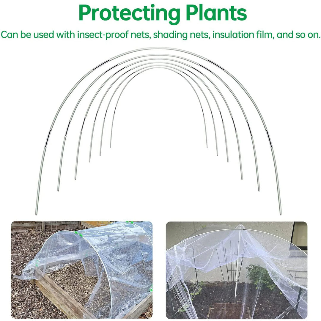Ensemble de cintres de jardin Plantura FlexGrow en fibre de verre | Tunnel de plantation DIY pour potagers et serres | Résistant à la rouille & Réutilisable | Inclus : connecteurs