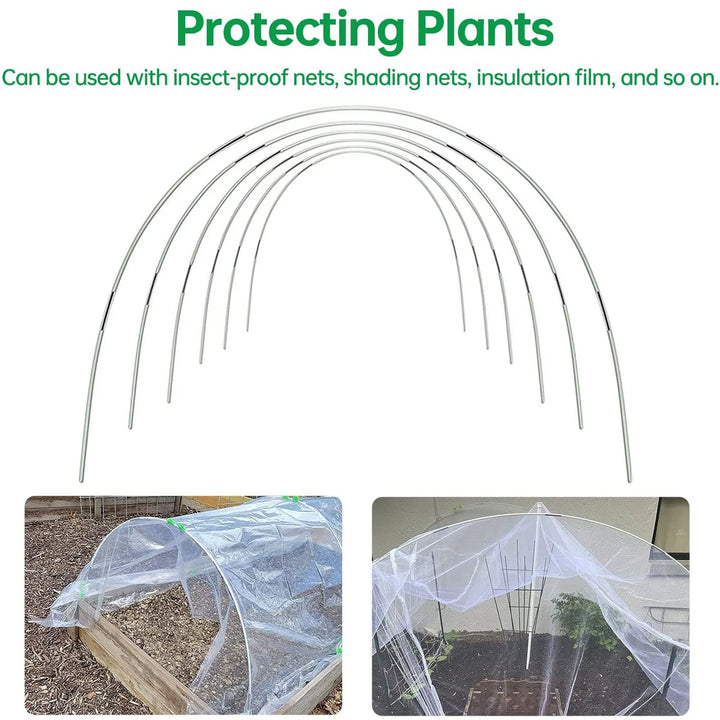 Ensemble de cintres de jardin Plantura FlexGrow en fibre de verre | Tunnel de plantation DIY pour potagers et serres | Résistant à la rouille & Réutilisable | Inclus : connecteurs