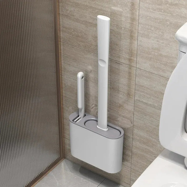 Brosse de toilette HygieBrush DuoClean | Ensemble de brosse WC en silicone 2-en-1 avec support mural | Antibactérien & gain de place