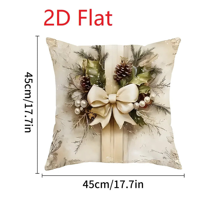 Nordzauber | Housse de coussin de Noël | Blanc avec motif « Happy 2026 » | 45 × 45 cm | Décoration festive pour canapé, lit & voiture