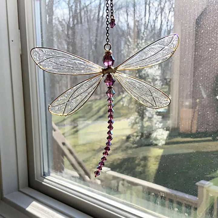 LumiFly | Attrape-lumière en cristal avec libellule | Mobile et déco | 15 × 15 cm
