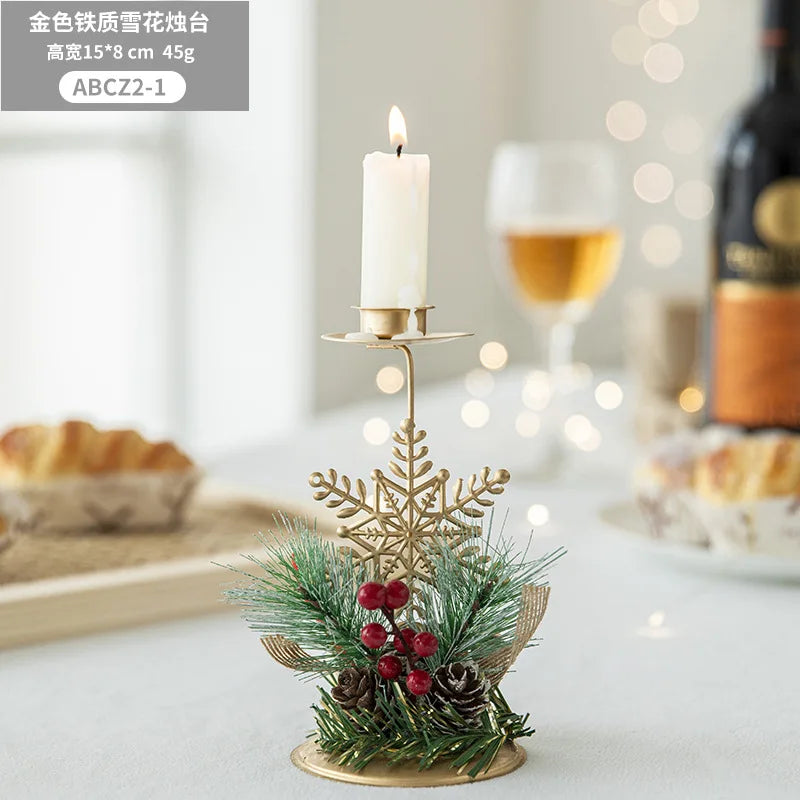 Support de bougie LumiNoel | Bougeoir de Noël en fer doré | Flocon de neige, étoile, arbre & renne | Décoration de table pour Noël & Nouvel An