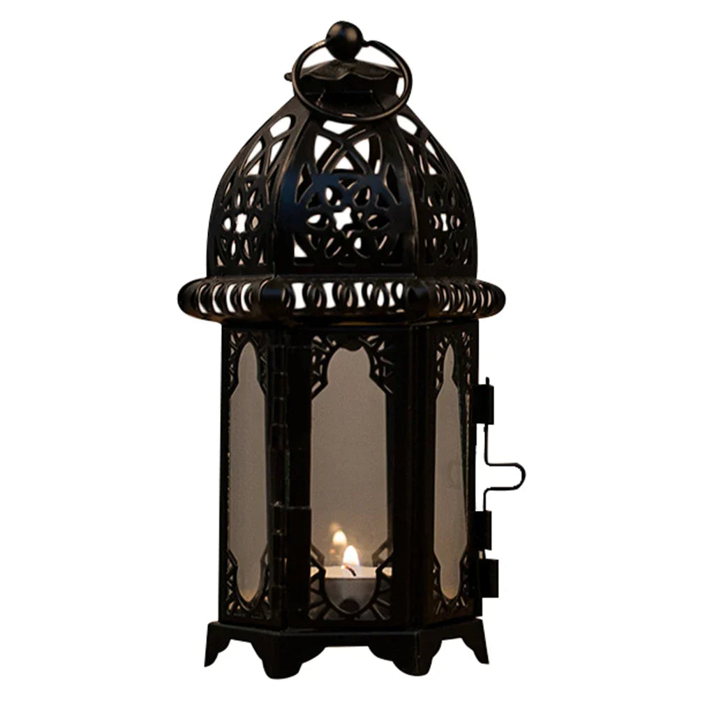 Lanterne à bougie | Design oriental | Fer & verre | 17 cm