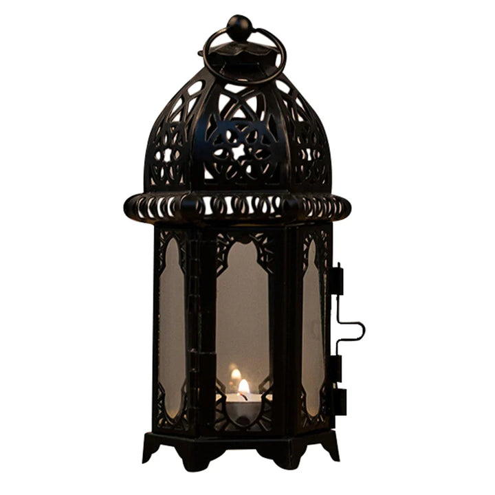 Lanterne à bougie | Design oriental | Fer & verre | 17 cm