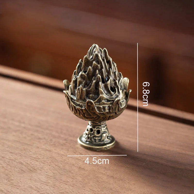 Zenara | Porte-encens vertical | Alliage & motif creux | 6,8 x 4,5 cm