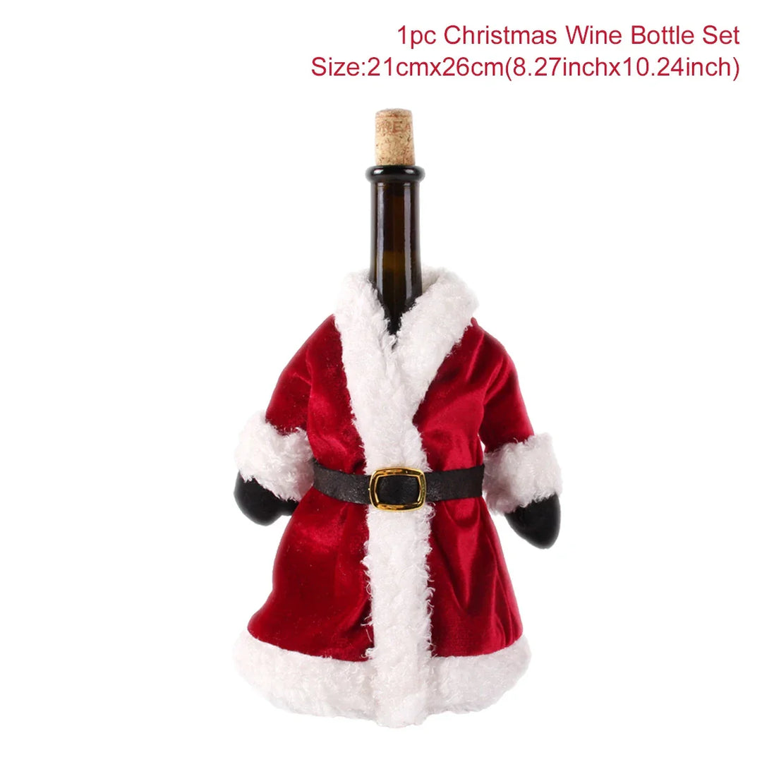 Noëlla | Housse de bouteille de Noël | Housse de décoration pour bouteilles de vin avec motif de Noël | Housse en tissu pour vin & champagne | Parfait comme idée cadeau