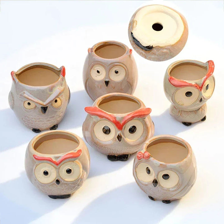 Owlivia | Pot de fleurs en céramique Hibou | Pour succulentes et cactus | Décoration & idée cadeau