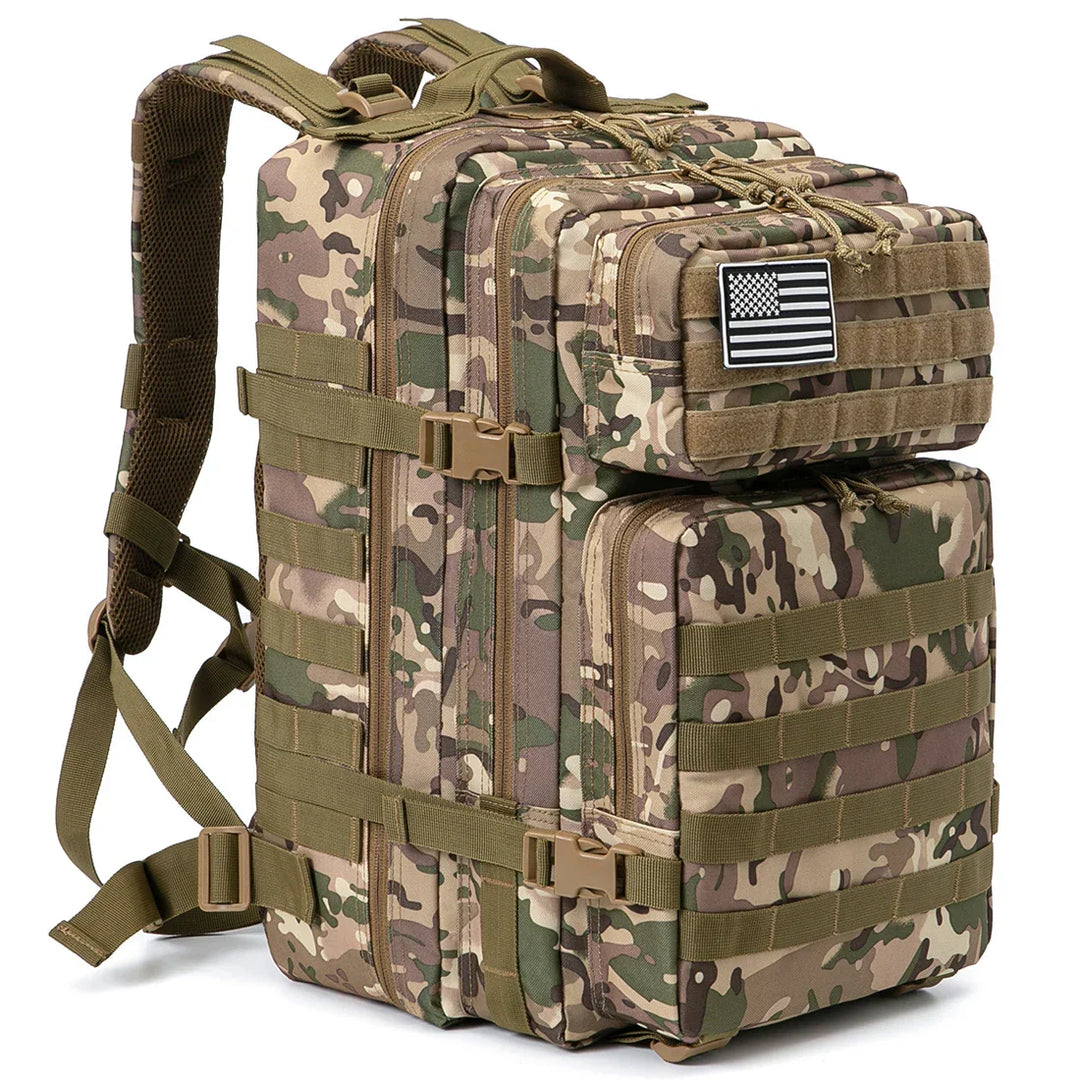 TACTICO45 45 L Sac à Dos d'Outdoor | Système Molle | Capacité de 3 Jours | Robuste & Multifonctionnel – Noir/Kaki/Olive