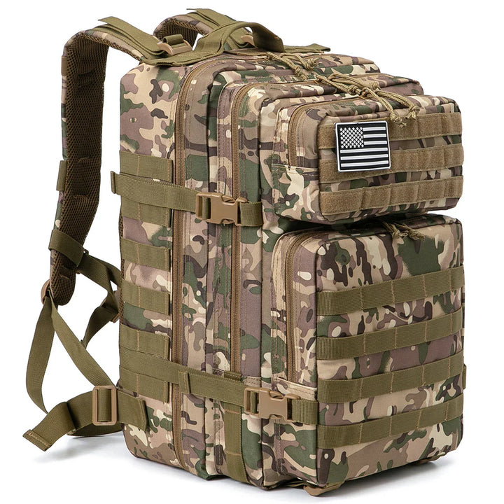 TACTICO45 45 L Sac à Dos d'Outdoor | Système Molle | Capacité de 3 Jours | Robuste & Multifonctionnel – Noir/Kaki/Olive