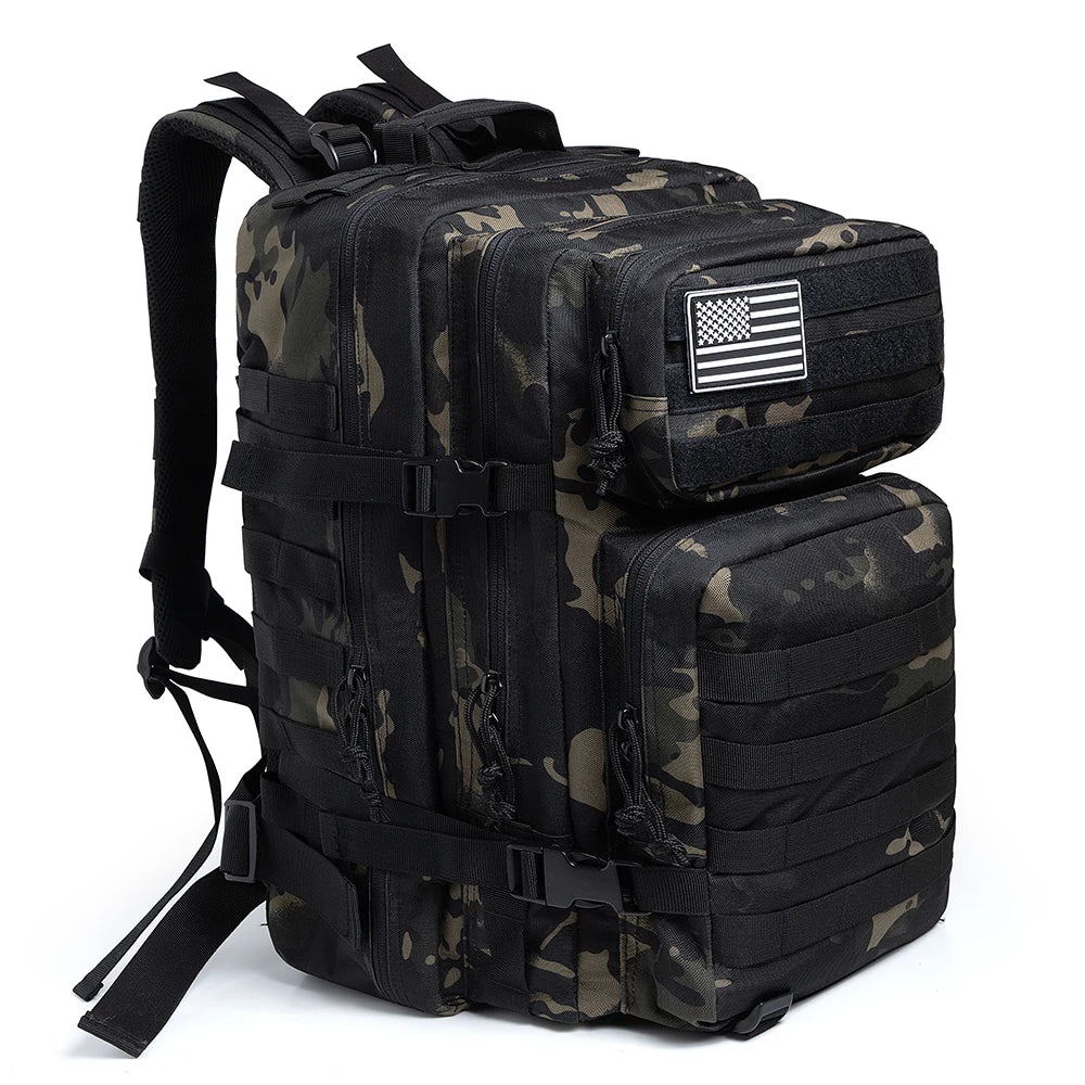 TACTICO45 45 L Sac à Dos d'Outdoor | Système Molle | Capacité de 3 Jours | Robuste & Multifonctionnel – Noir/Kaki/Olive