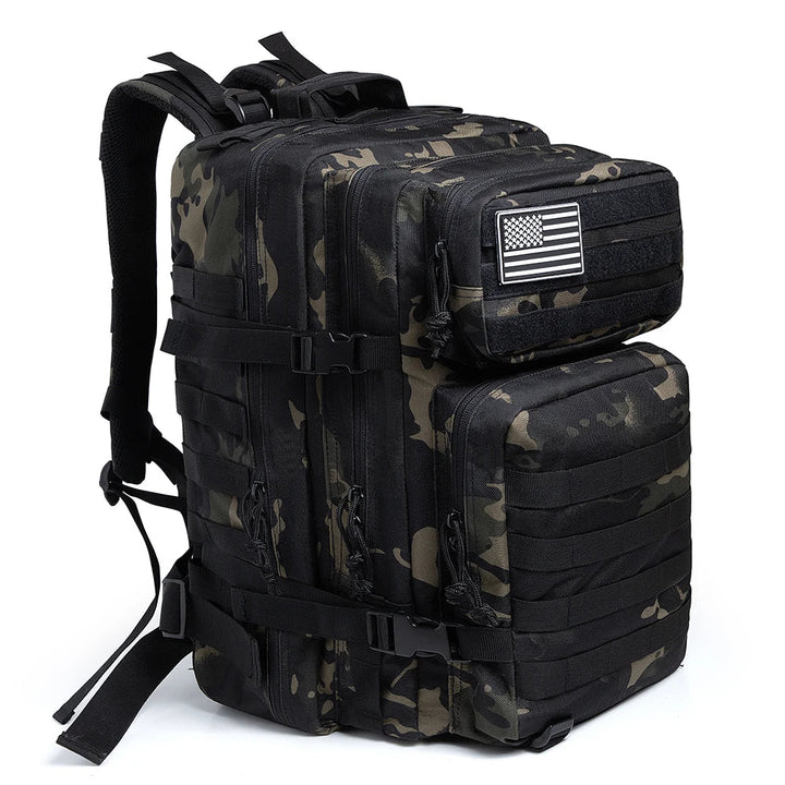 TACTICO45 45 L Sac à Dos d'Outdoor | Système Molle | Capacité de 3 Jours | Robuste & Multifonctionnel – Noir/Kaki/Olive