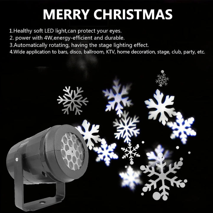 Projecteur LED LumiFlake Flocons de Neige | USB & Éclairage Extérieur | Spectacle de Lumières de Noël | Étanche