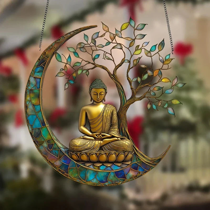 Attrape-lumière en acrylique ZenLight | Décor Bouddha 2D | Accessoire de fenêtre et de maison | Aménagement spirituel