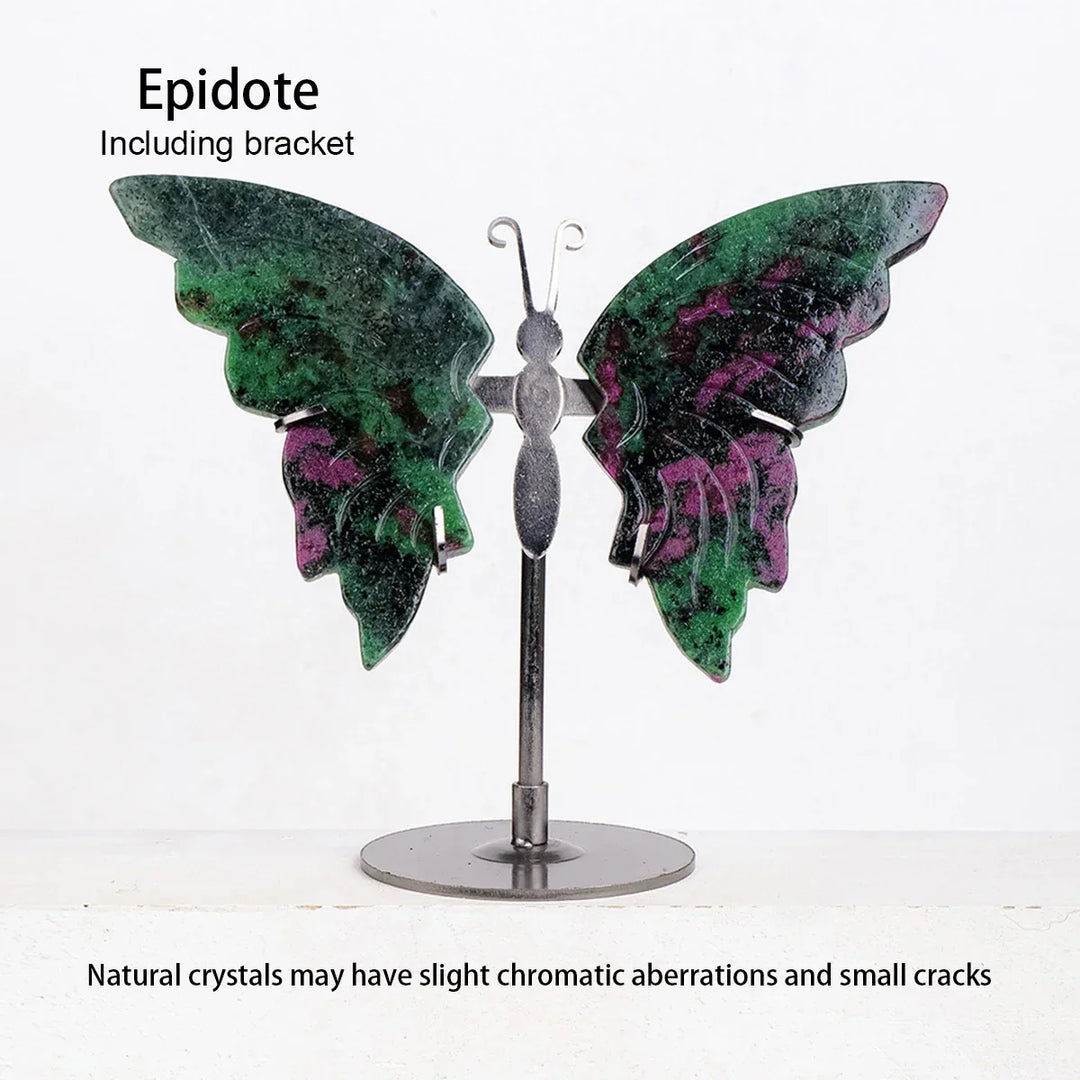 Papillon en cristal Amethera | Sculpté à la main en pierre naturelle | Ailes en améthyste | Décoration & cadeau