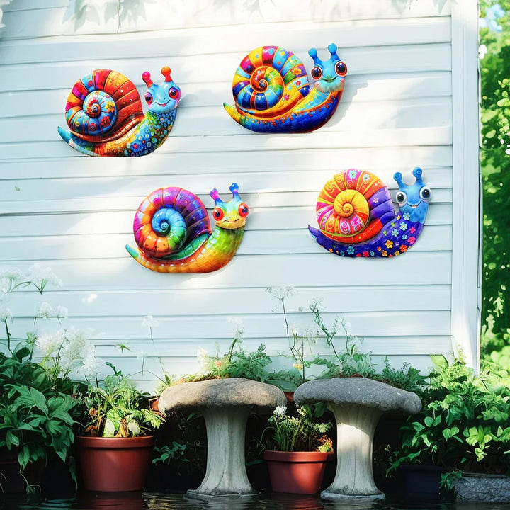 Gartentiva Décoration Murale Métal Escargot | Décoration de Jardin en Métal Résistante aux Intempéries | Pour Clôture, Terrasse & Intérieurs | 21,5 × 13,5 cm