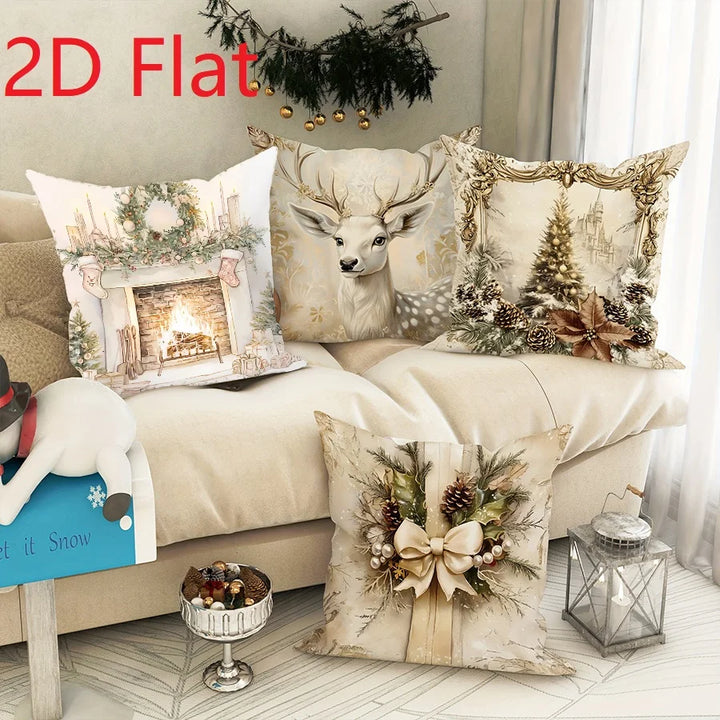 Nordzauber | Housse de coussin de Noël | Blanc avec motif « Happy 2026 » | 45 × 45 cm | Décoration festive pour canapé, lit & voiture
