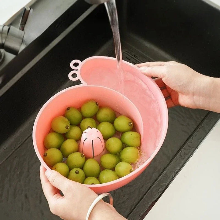 Corbeille à fruits design escargot 2-en-1 | Passoire & Presse-agrumes | Aide culinaire en plastique alimentaire