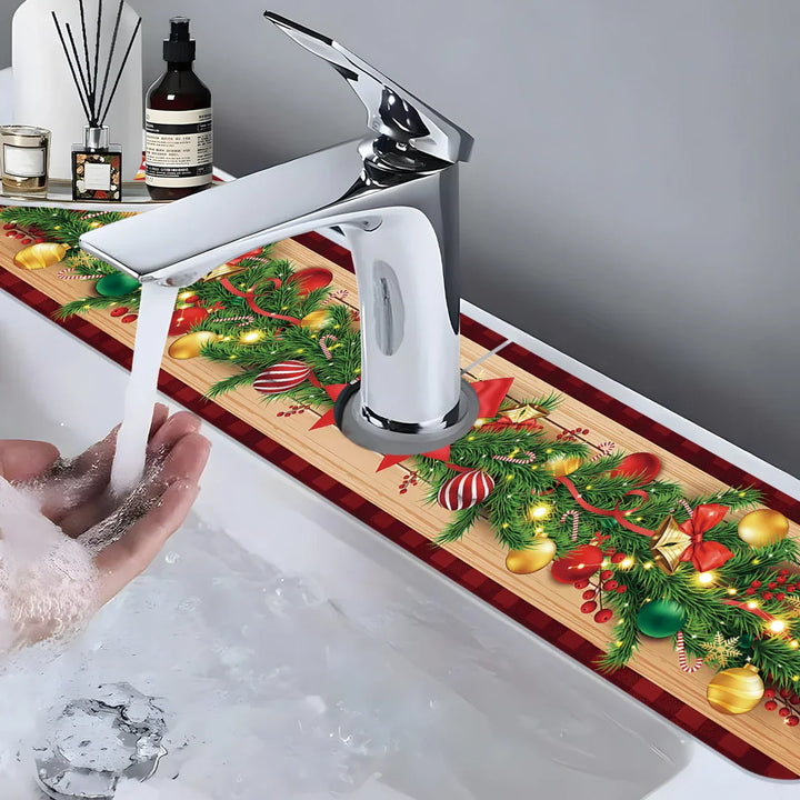 Tapis de lavage de Noël Nordivelle | Absorbant & Antidérapant | Lavable | Décoration de Noël festive pour la cuisine & la maison