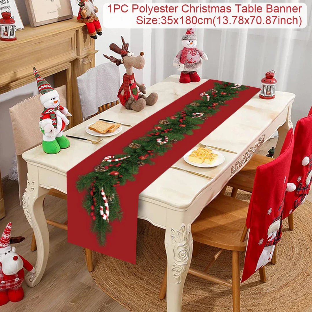 Nappe de Noël | 180×35 cm | Polyester | Décoration de table festive 2025