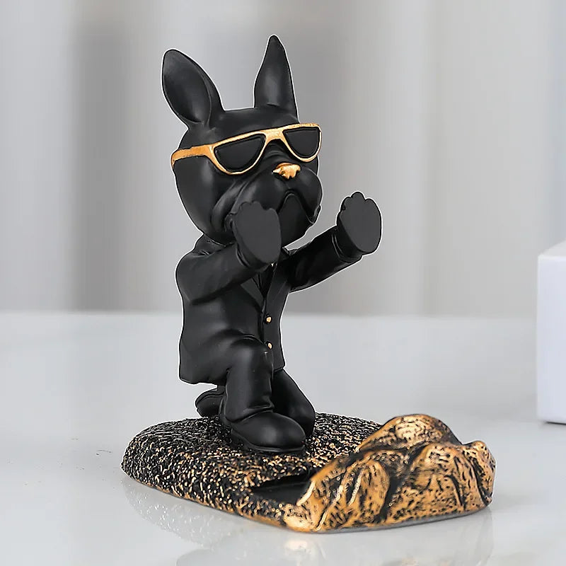 Bulldoggo PhoneStand | Support de téléphone & Figurine | Sculpture en résine | 9–11 cm