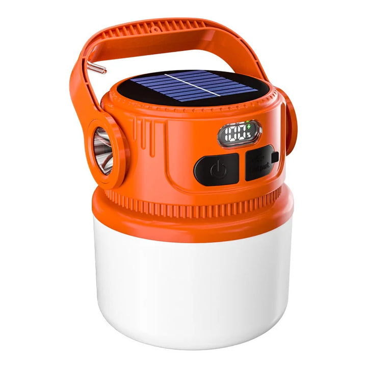 Luminatra Lampe de Camping Solaire à LED | Rechargeable & Étanche | 6 Modes de Lumière | Pour l'Outdoor, Urgences & Voyages
