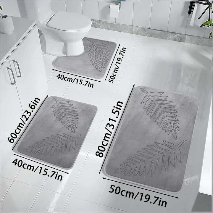 Set de Tapis de Bain SoftLuxe 3 pièces | Mousse à Mémoire & Coral-Fleece | Antidérapant & Sèche Rapidement | Lavable