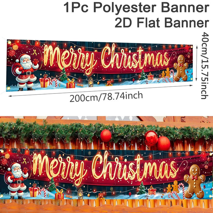Bannière de Noël FestiJoy | Joyeux Noël & Bonne Année 2025/2026 | Décoration intérieure & extérieure | Résistante aux intempéries & Réutilisable