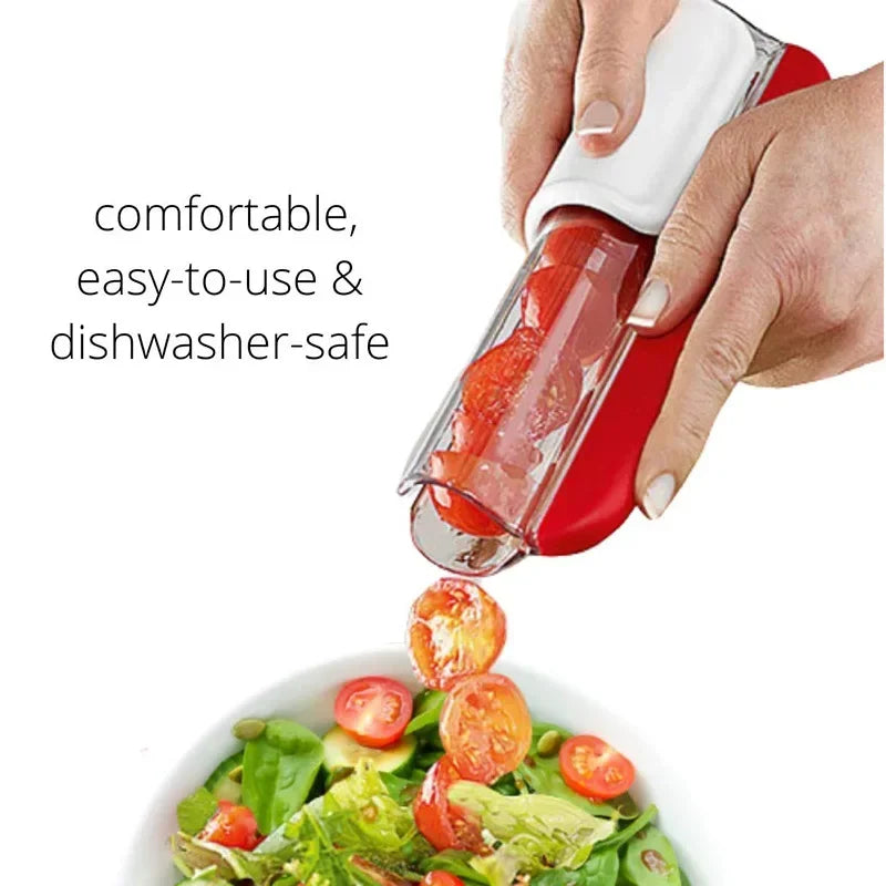Coupe-fruits & légumes | Coupe-tomates & raisins | Lame en acier inoxydable | 7,5x7x20 cm