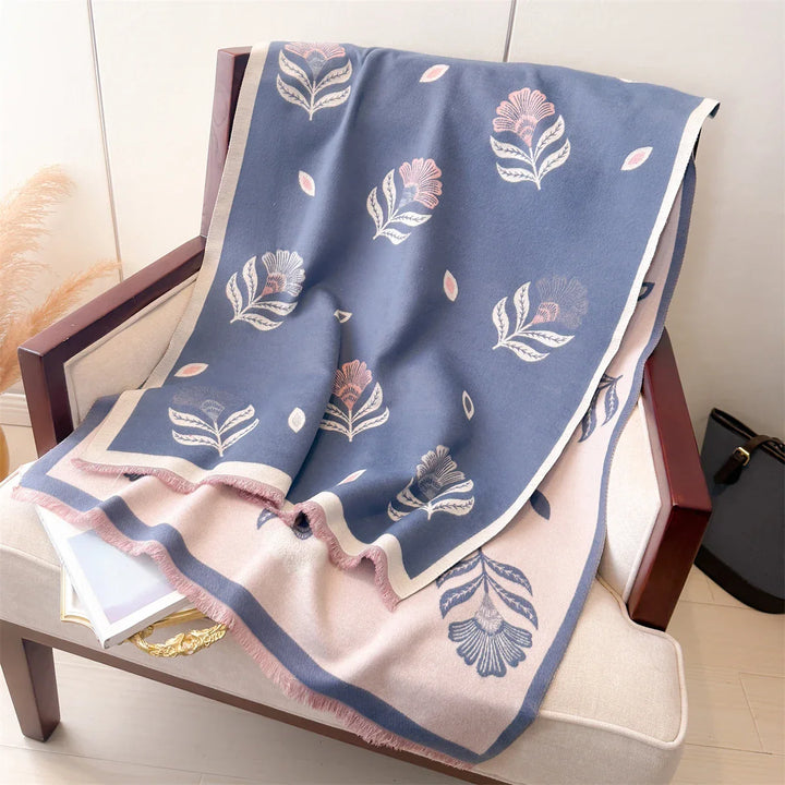 Écharpe Pashmina BelleAria Élégance avec imprimé nœud | 185 × 65 cm | Douce & Chaleureuse avec franges | Automne & Hiver