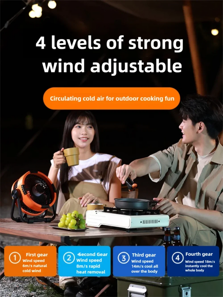 AEROLIA NightCool | Ventilateur 4-en-1 & Lumière de Nuit | Batterie 20000mAh | Utilisable Suspendu & Debout
