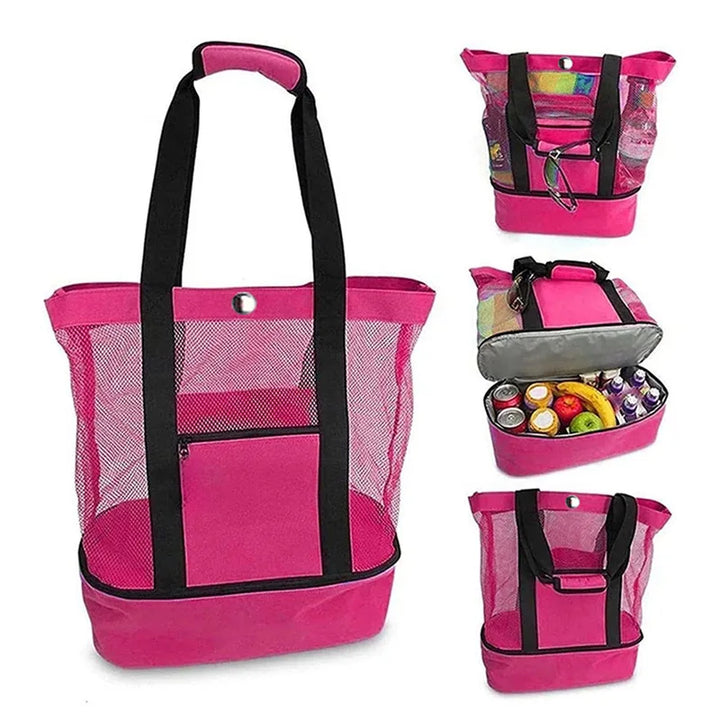 Sac de Plage SANDORIA 2-en-1 | Avec Compartiment Isotherme & Rangement en Maille | Pour Jouets, Coquillages & Snacks | Léger & Pliable