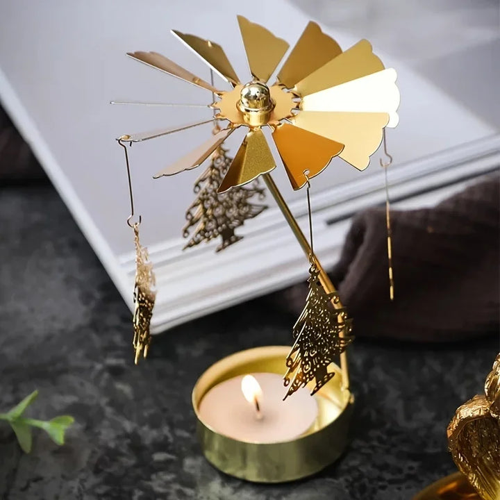 Bougeoir Rotatif | Métal 13×8 cm | Décoration de Noël & de Table | Idée Cadeau