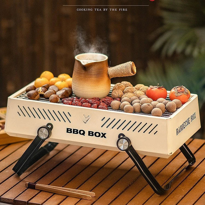 Campverro Gril BBQ Portable pour Jardin & Camping | Multifonctionnel & Compact | Pour cuisiner en extérieur sans charbon | 47 × 28,5 × 22,5 cm